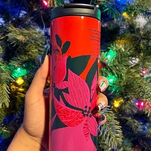 Starbucks 2021 Christmas Floral Flip Lid Tumbler